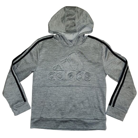 Boy's Adidas Gray Heathered 3D Hoodie Pullover Jacket Medium 10/12 Logo - Picture 1 of 5